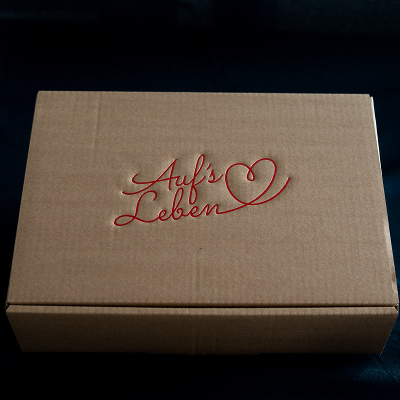 "Auf’s Leben" Geschenkverpackung und eine persönliche Grußkarte