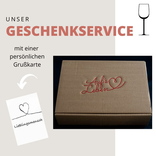 "Auf’s Leben" Geschenkverpackung und eine persönliche Grußkarte